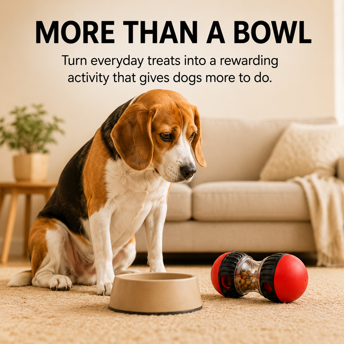 Turn boring afternoons into play with the PAWIY interactive dog treat dispenser