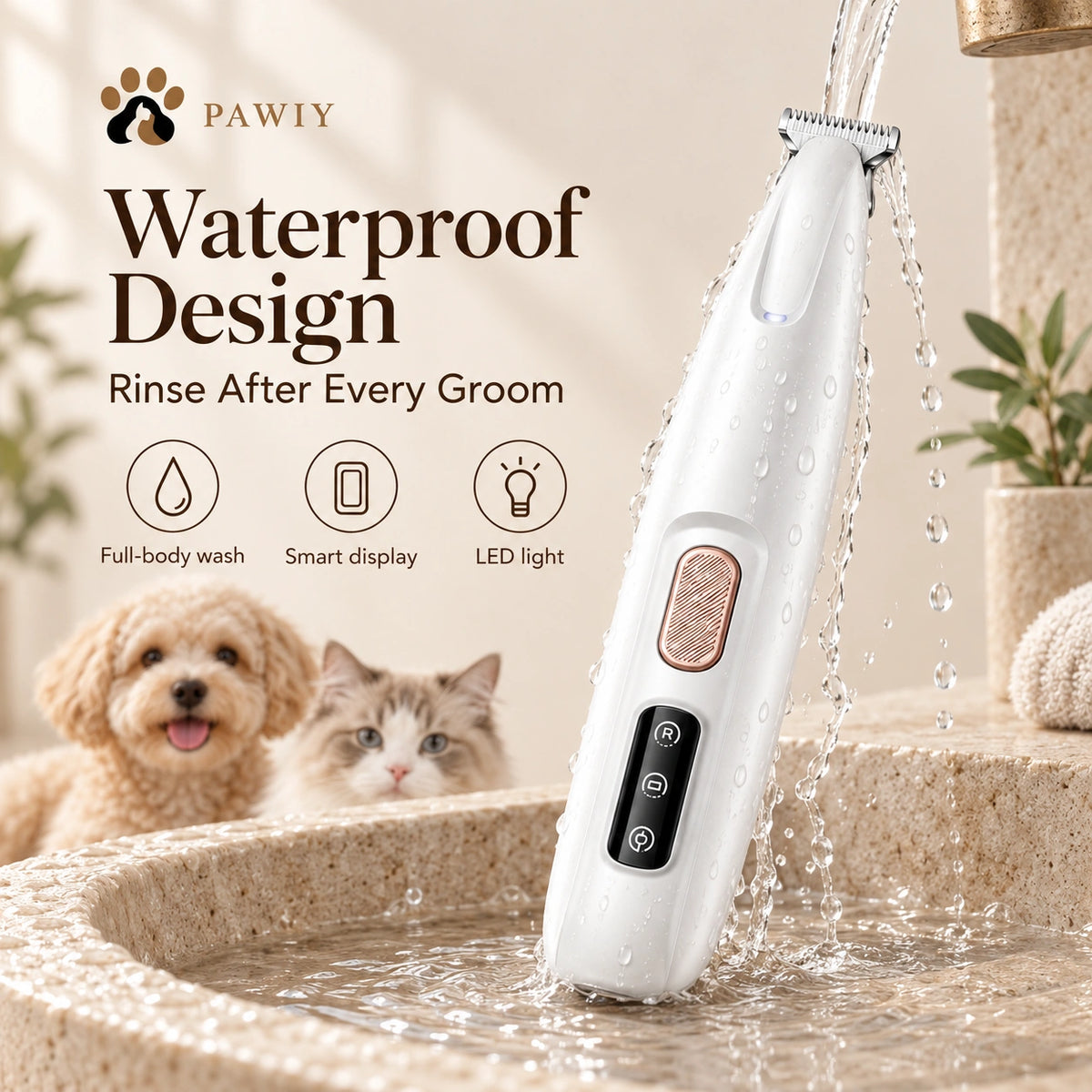 PAWIY™ CleanTrim Pro — Waterproof Precision Pet Trimmer