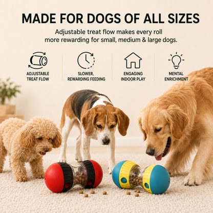PAWIY interactive dog treat dispenser designed for small, medium, and large dogs