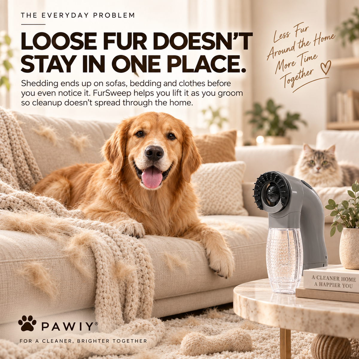 PAWIY™ FurSweep Vacuum Grooming & Massage Brush