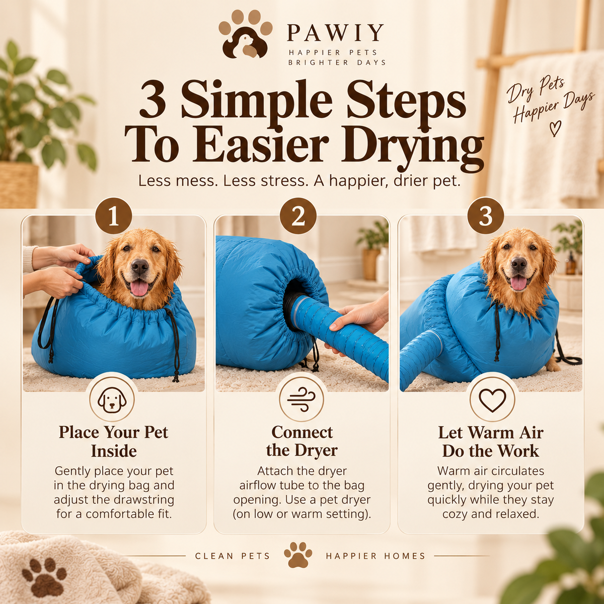 PAWIY™ PawDry — Hands-Free Pet Drying Bag