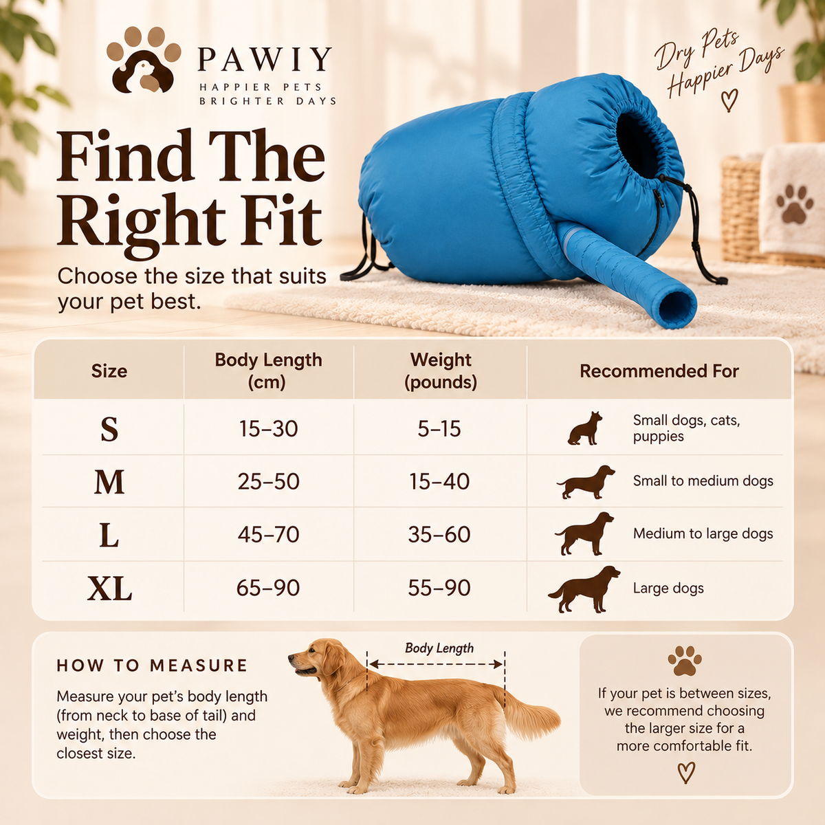 PAWIY™ PawDry — Hands-Free Pet Drying Bag