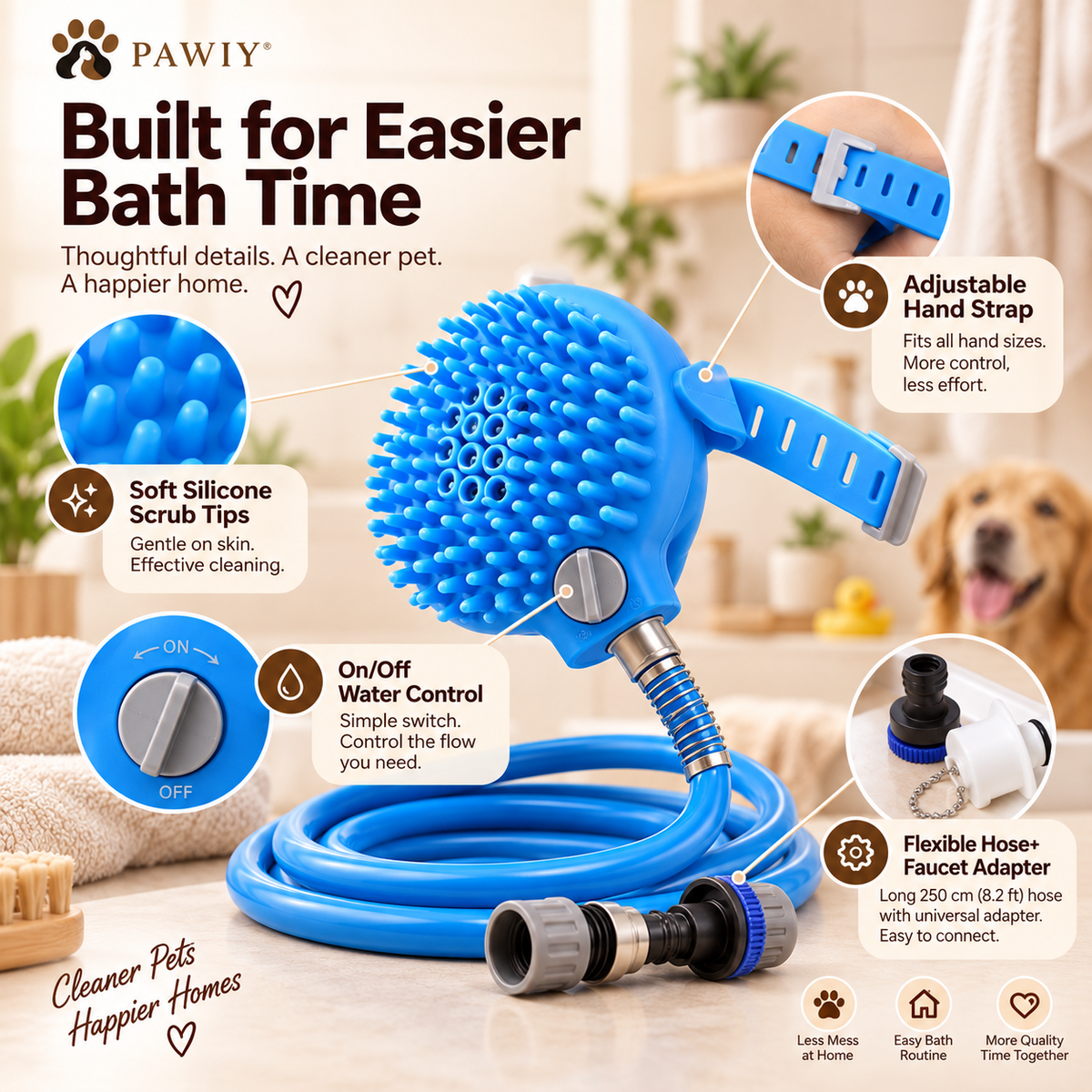 PAWIY™ BathFlow Pet Shower Brush