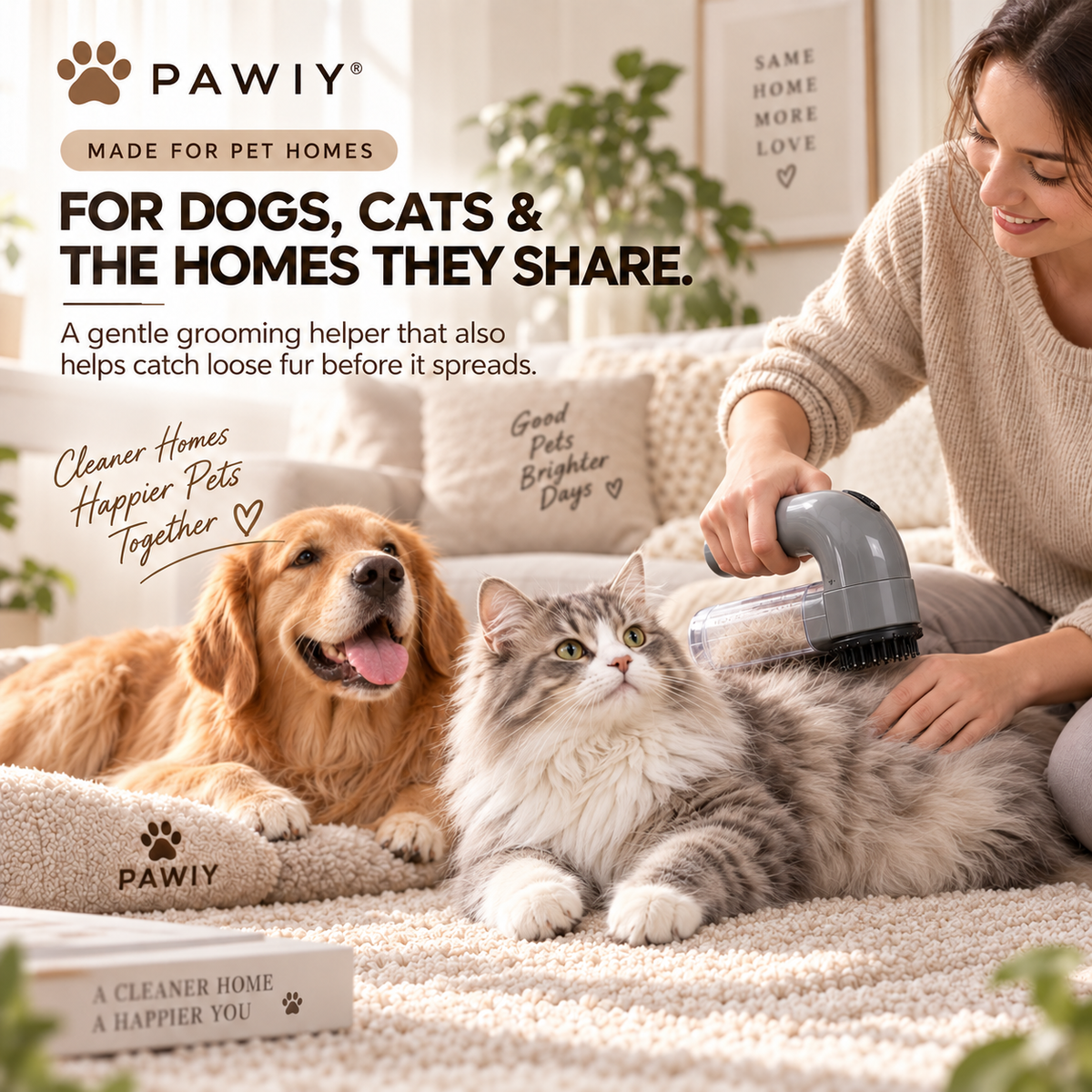 PAWIY™ FurSweep Vacuum Grooming & Massage Brush