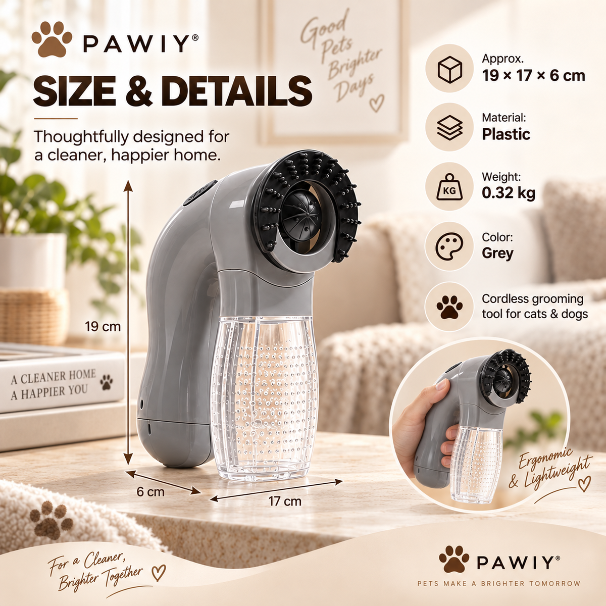 PAWIY™ FurSweep Vacuum Grooming & Massage Brush