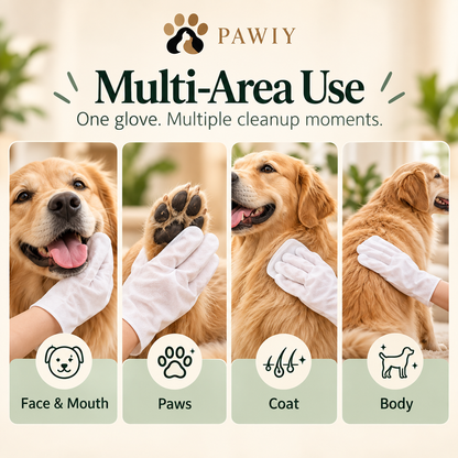 PAWIY CleanGlove multi-area pet cleanup for paws, coat, body and around the face