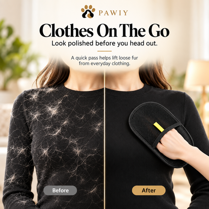 PAWIY FurSwipe before and after pet hair removal on everyday clothing